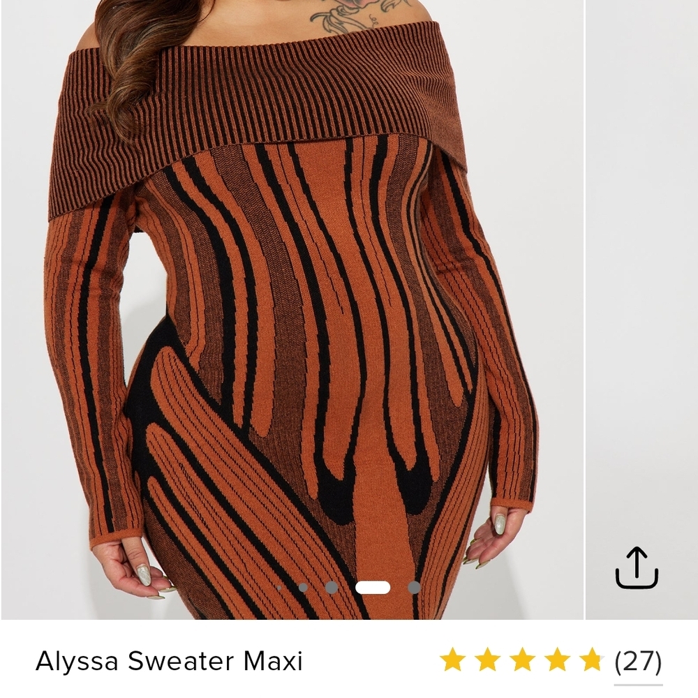 Off-Shoulder Sweater Maxi - Brown and Black